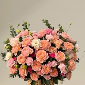 Giỏ hoa hồng cam